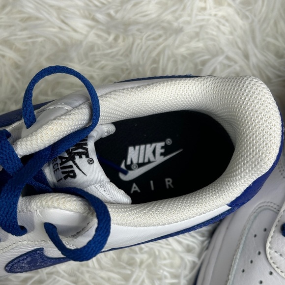 Nike Air Force 1 Low Leather White Blue Lace Up Sneakers Men\'s Athletic main image 5